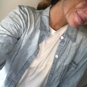 Light wash chambray button down